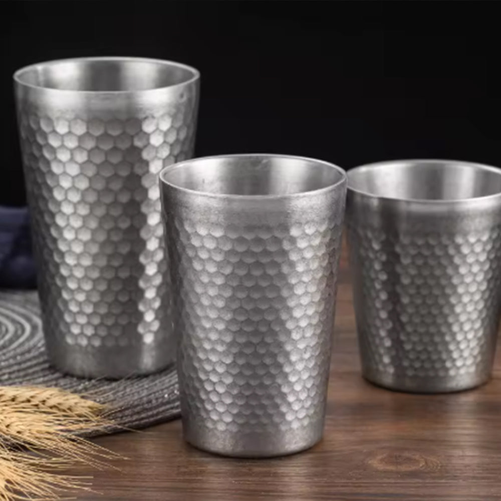 Hammered Textured Stainless Steel Cup