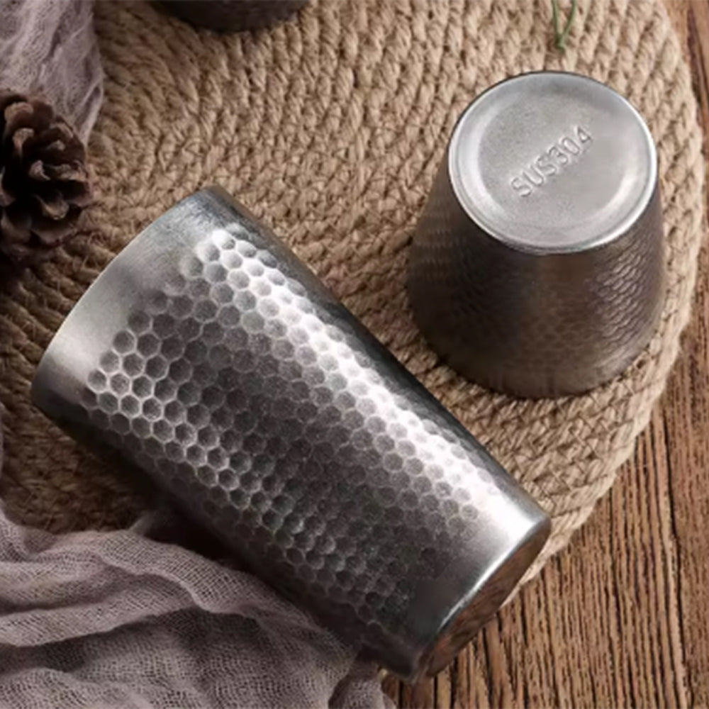 Hammered Textured Stainless Steel Cup